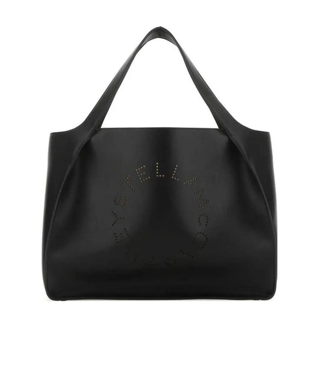 Stella Mccartney Logo Perforated Open Top Tote Bag
