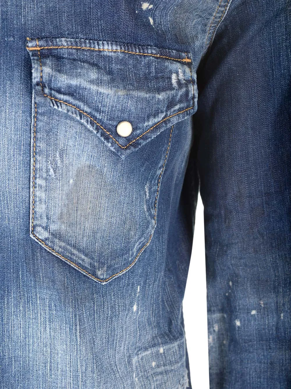 Dsquared2 Button-Up Denim Distressed Shirt