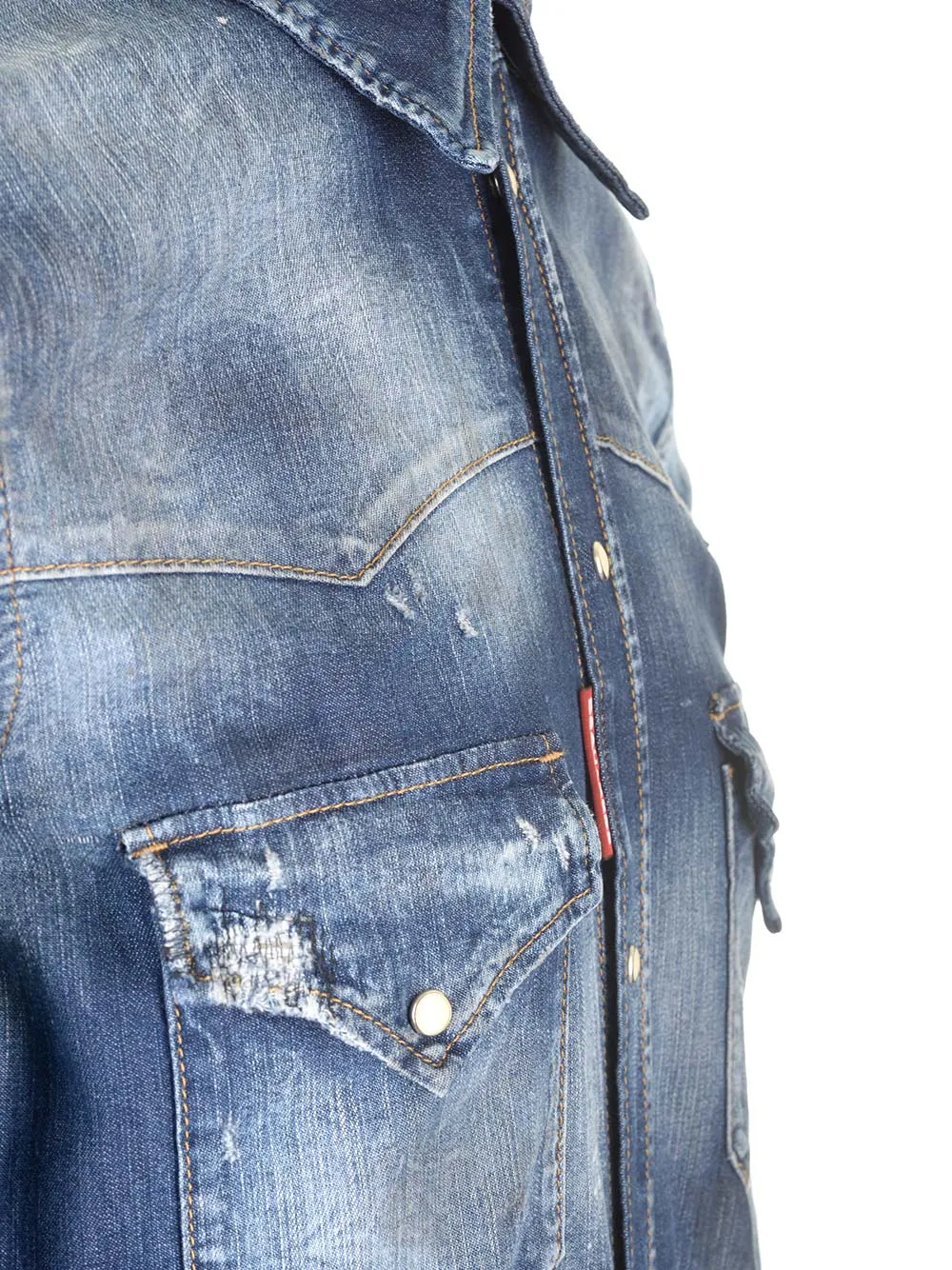 Dsquared2 Button-Up Denim Distressed Shirt