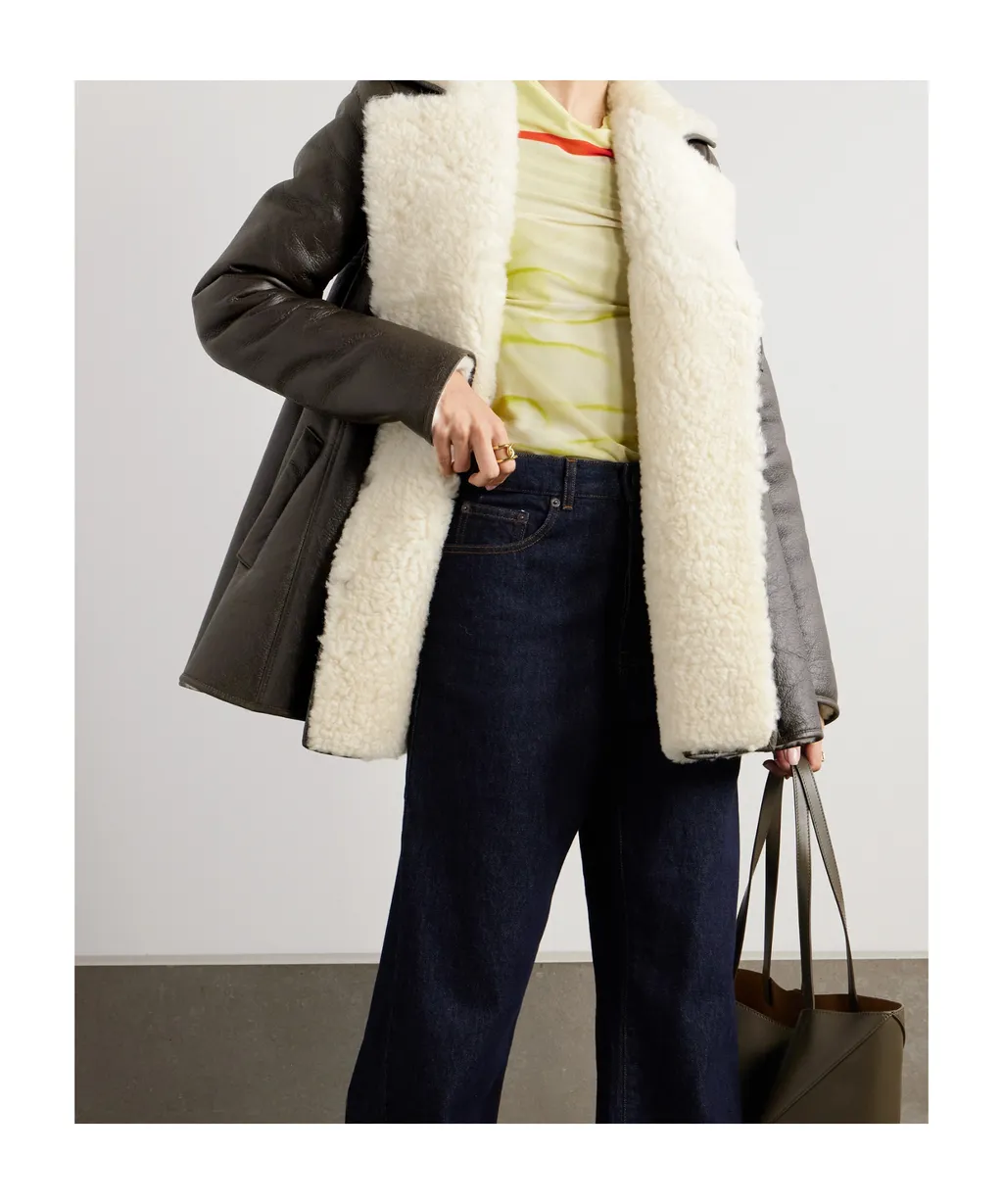 Lapel Long-Sleeved Leather Jacket