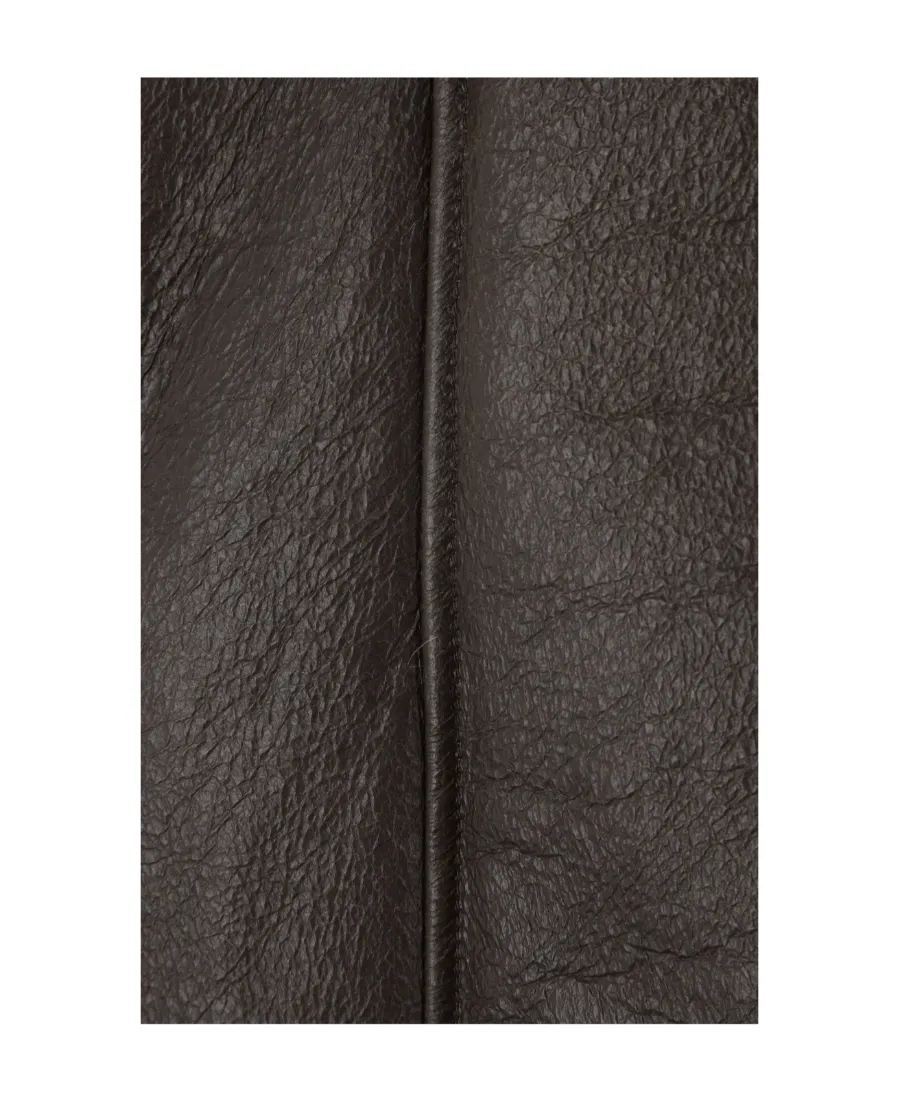 Lapel Long-Sleeved Leather Jacket