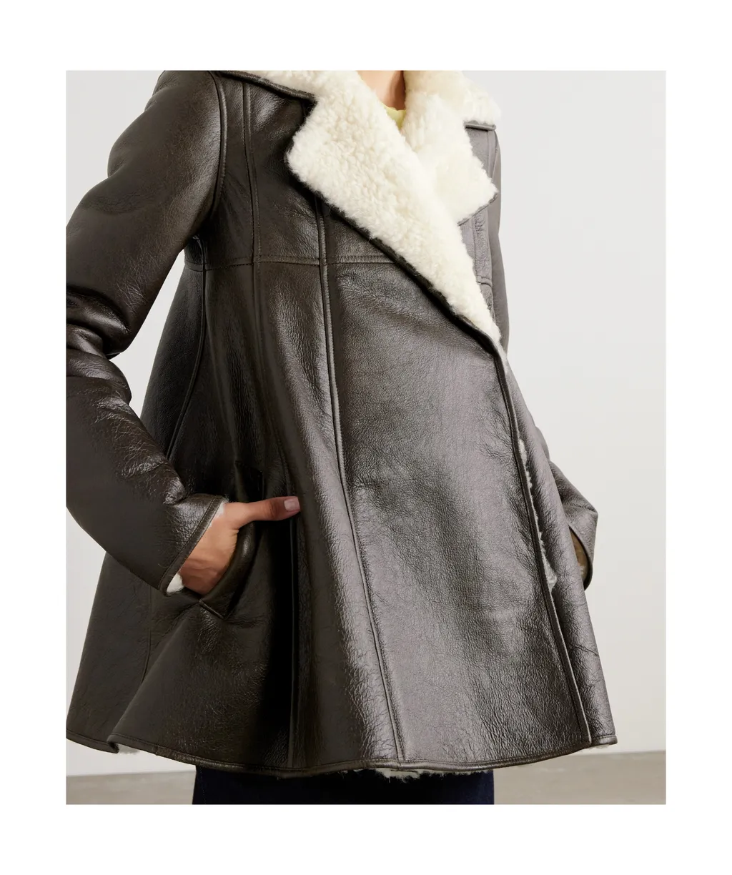 Lapel Long-Sleeved Leather Jacket