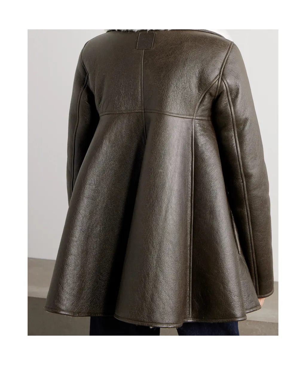 Lapel Long-Sleeved Leather Jacket