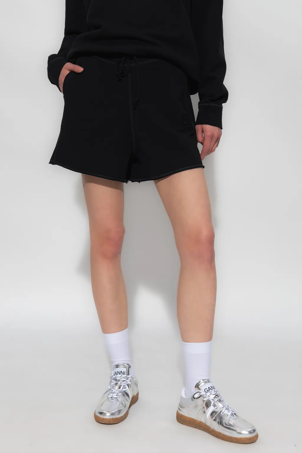 Ganni Logo-Embroidered Drawstring Shorts
