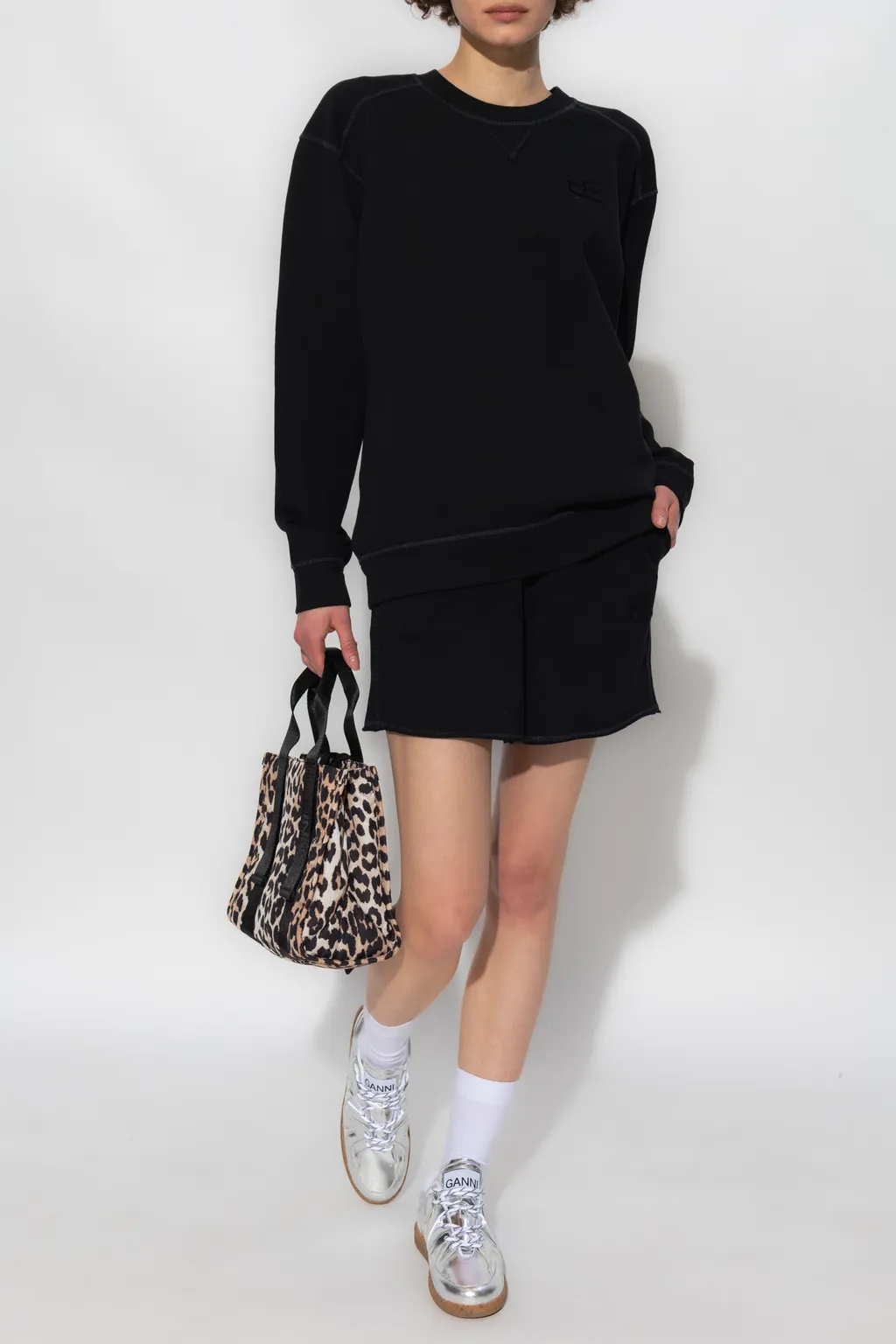 Ganni Logo-Embroidered Drawstring Shorts