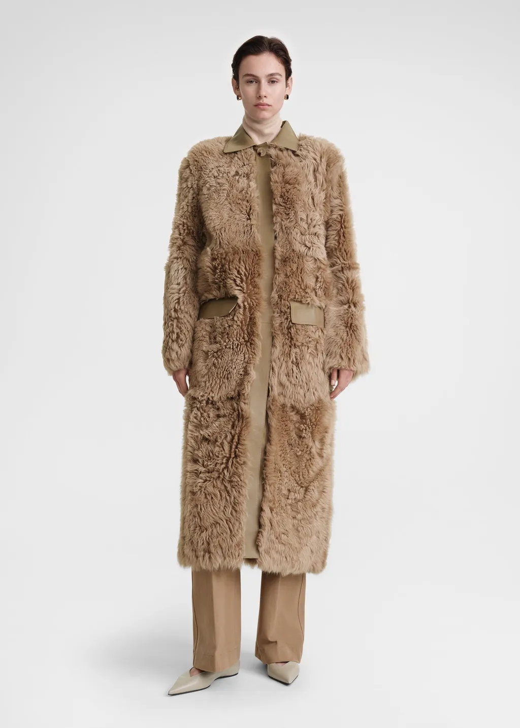 Shearling Single-Breasted Maxi Coat