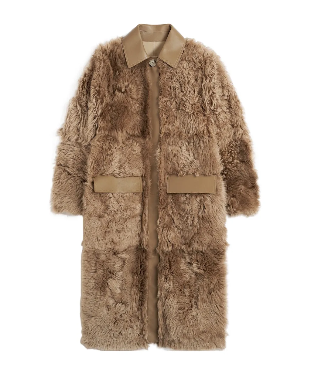 Shearling Single-Breasted Maxi Coat