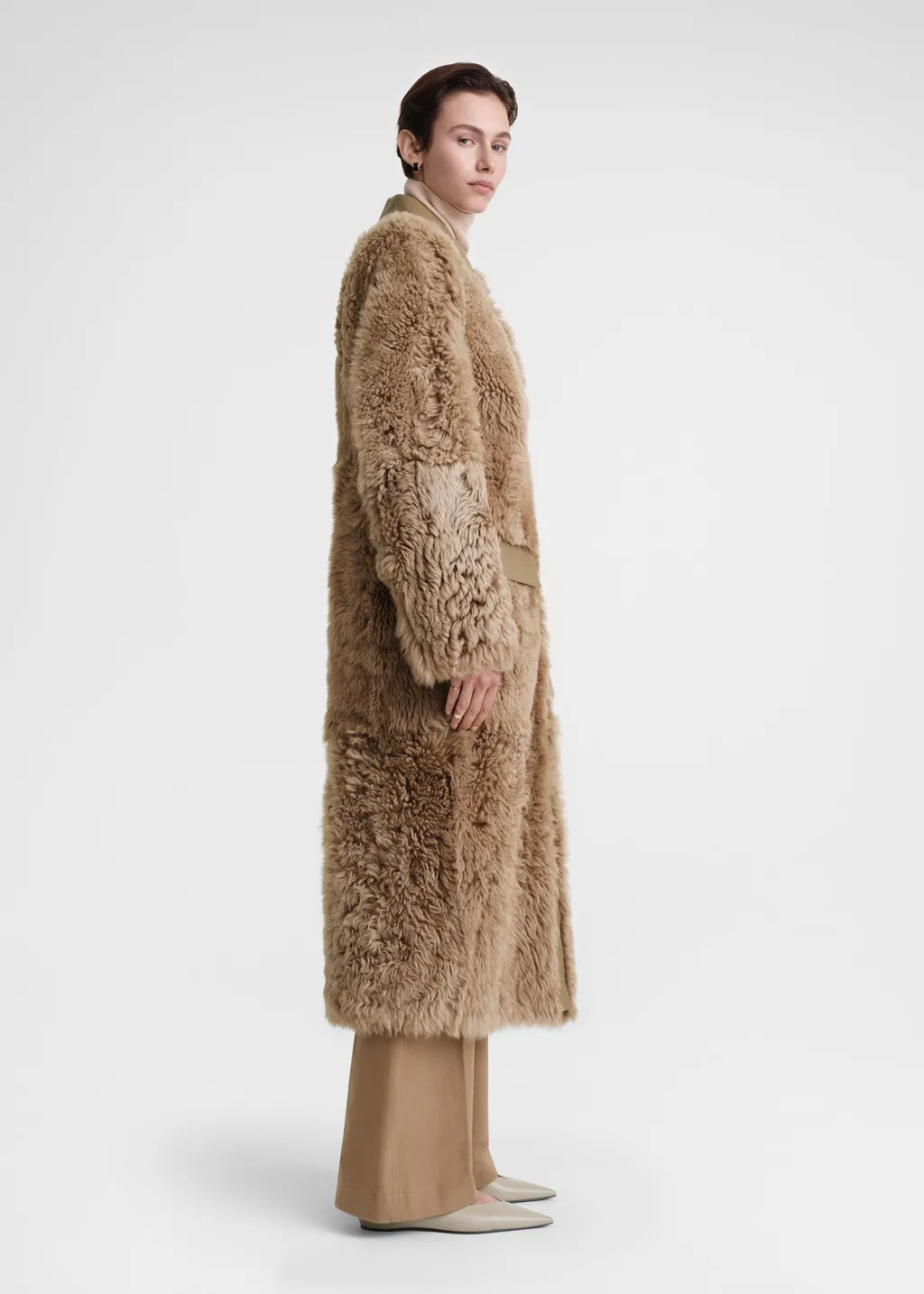 Shearling Single-Breasted Maxi Coat