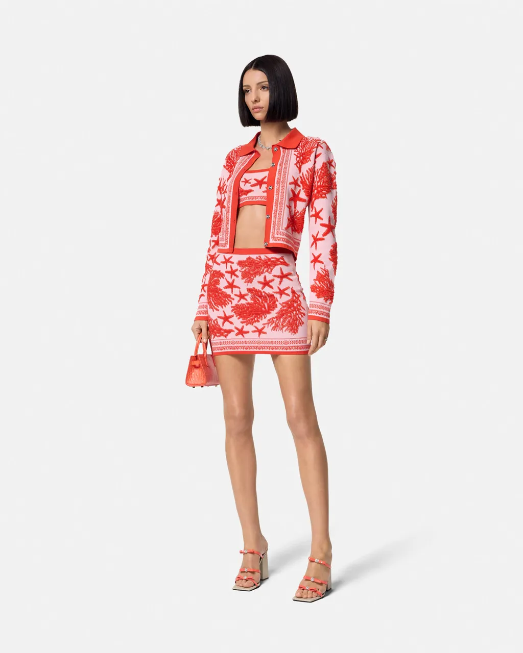 Versace Barocco Sea Button-Up Polo Cardigan