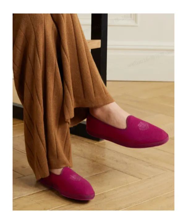 Venice Embroidered Cashmere Flat Shoes