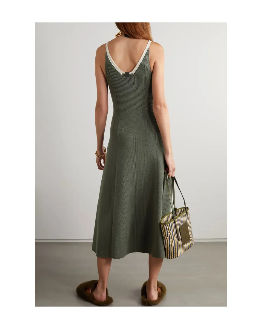 Ribbed Wool Mid-Length Dress