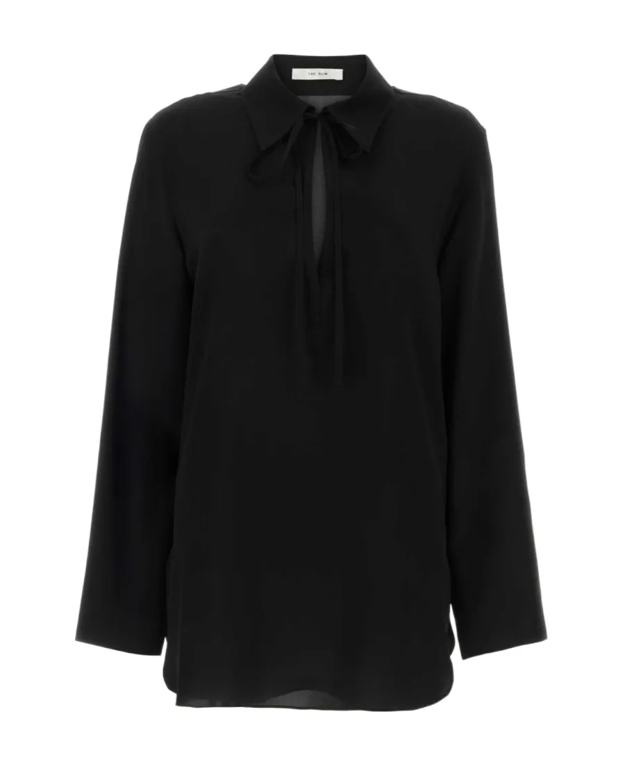 The Row Long-Sleeved Tie-Detailed Top