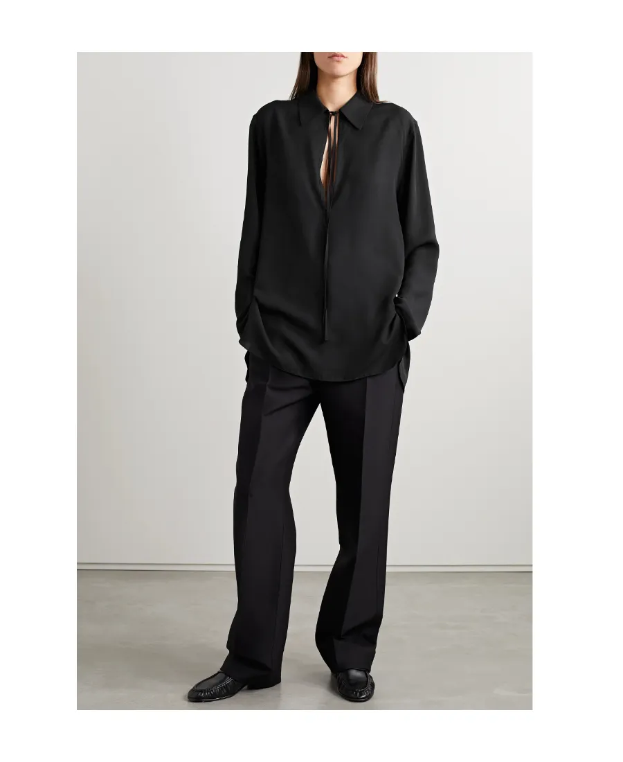 The Row Long-Sleeved Tie-Detailed Top