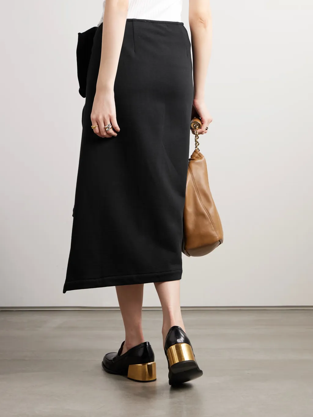 Ruffle-Trim Cotton Midi Skirt