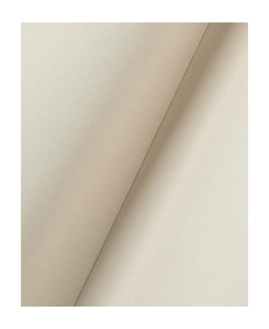 Logo Collar Wool Silk Blend Mid-Length Dress