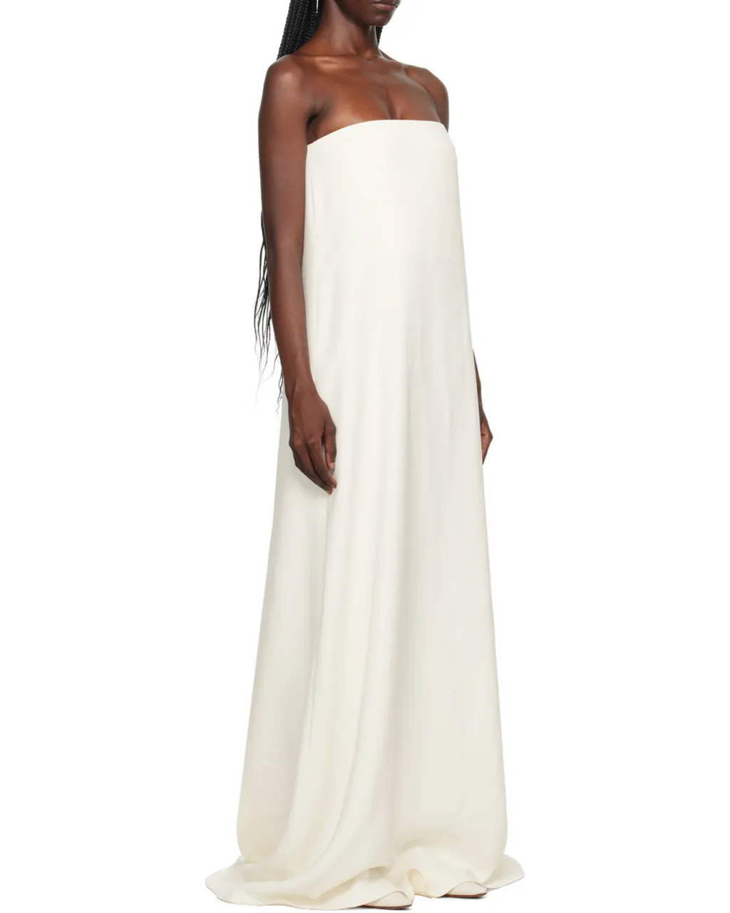 Logo Silk Crepe Chine Tube Top Dress Dress