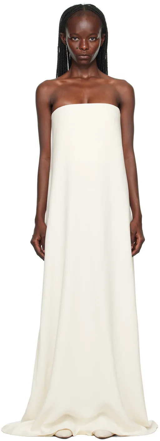 Logo Silk Crepe Chine Tube Top Dress Dress