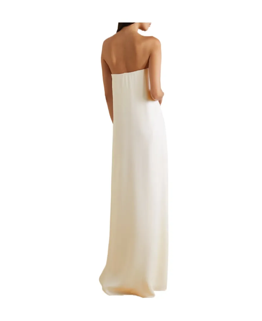 Logo Silk Crepe Chine Tube Top Dress Dress