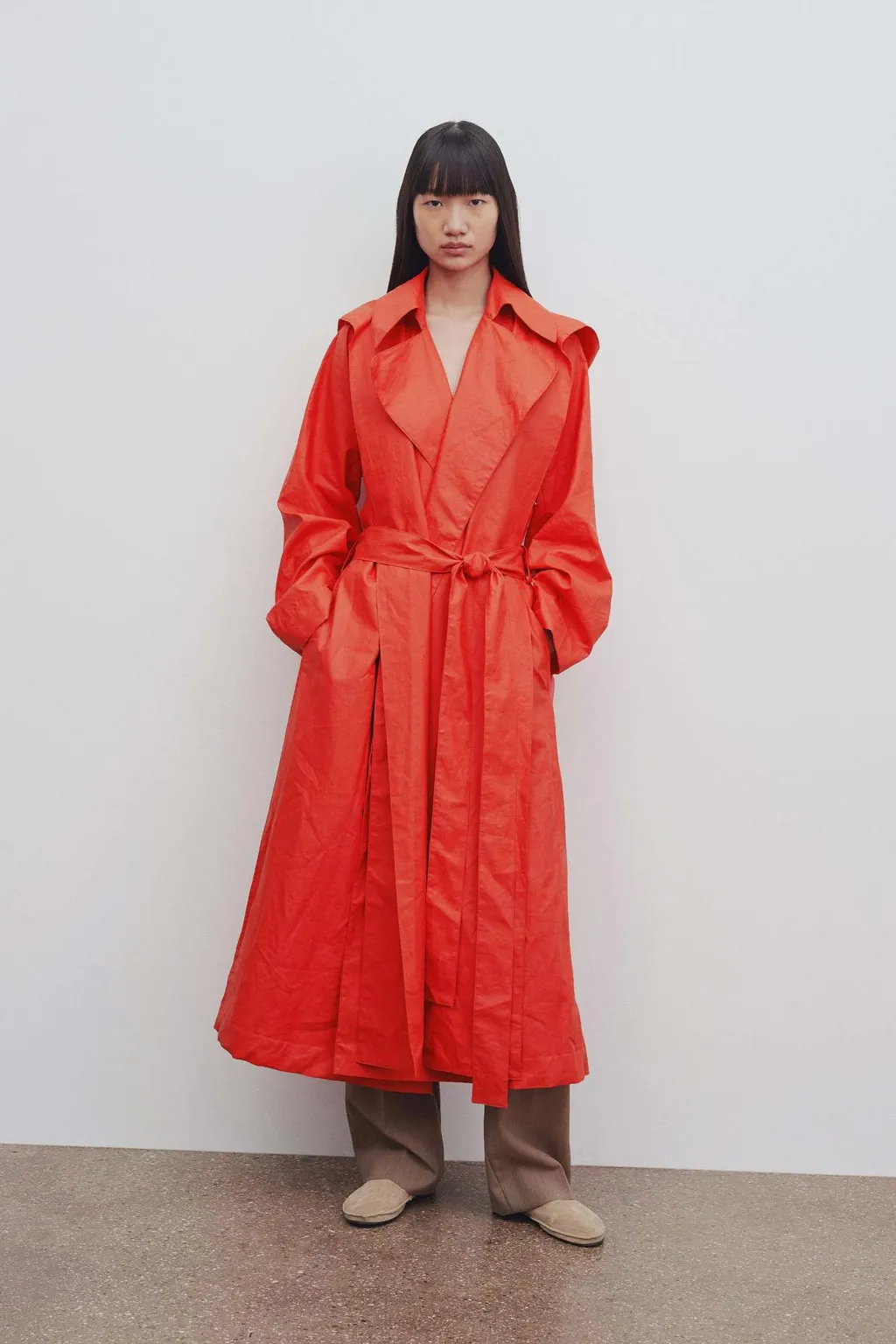 Long Double-Breasted Windbreaker
