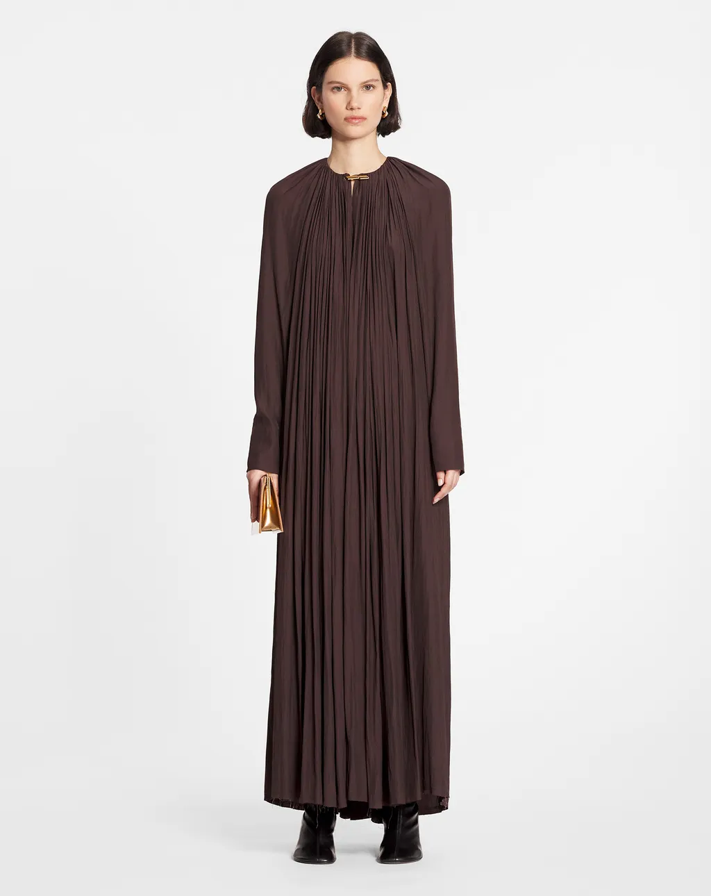 Long-Sleeved Pleated Dress