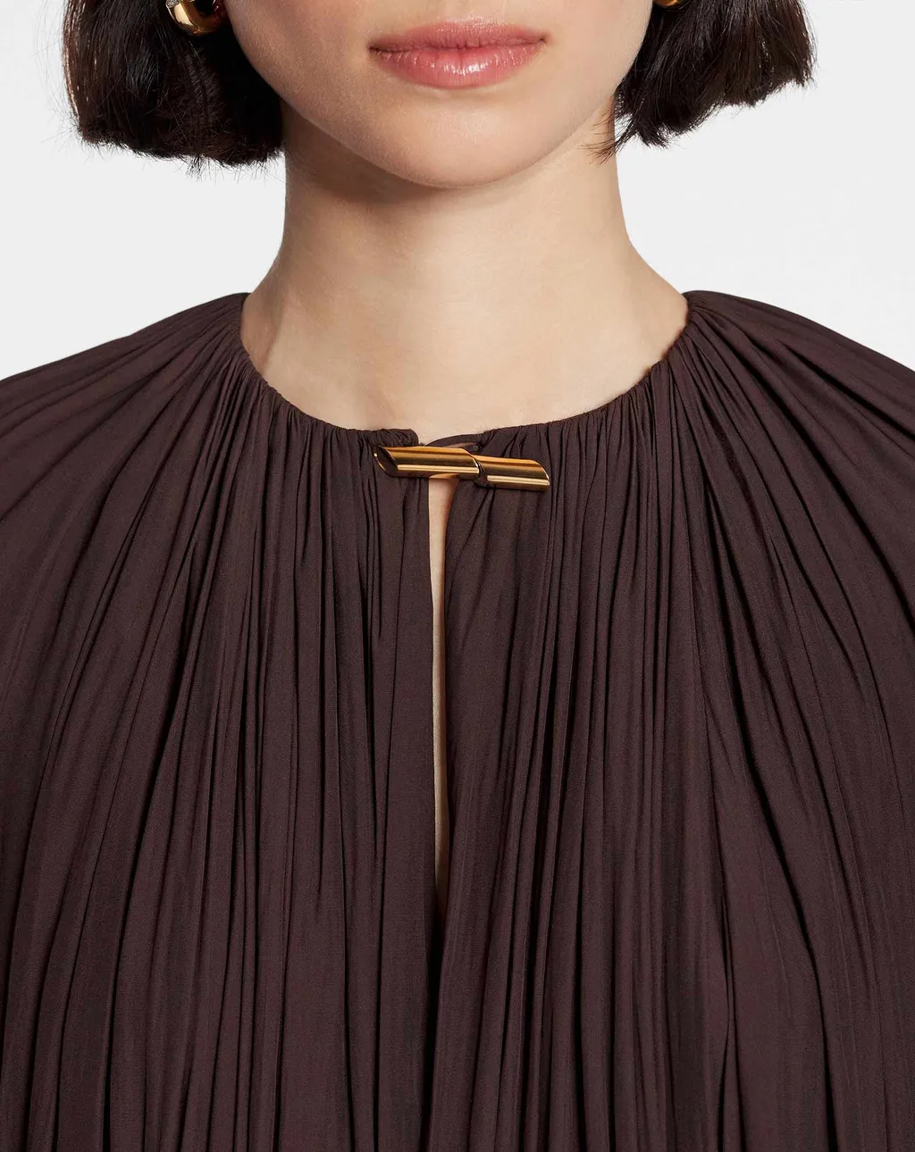 Long-Sleeved Pleated Dress