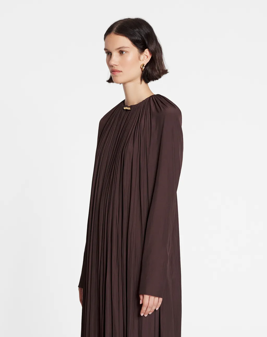 Long-Sleeved Pleated Dress