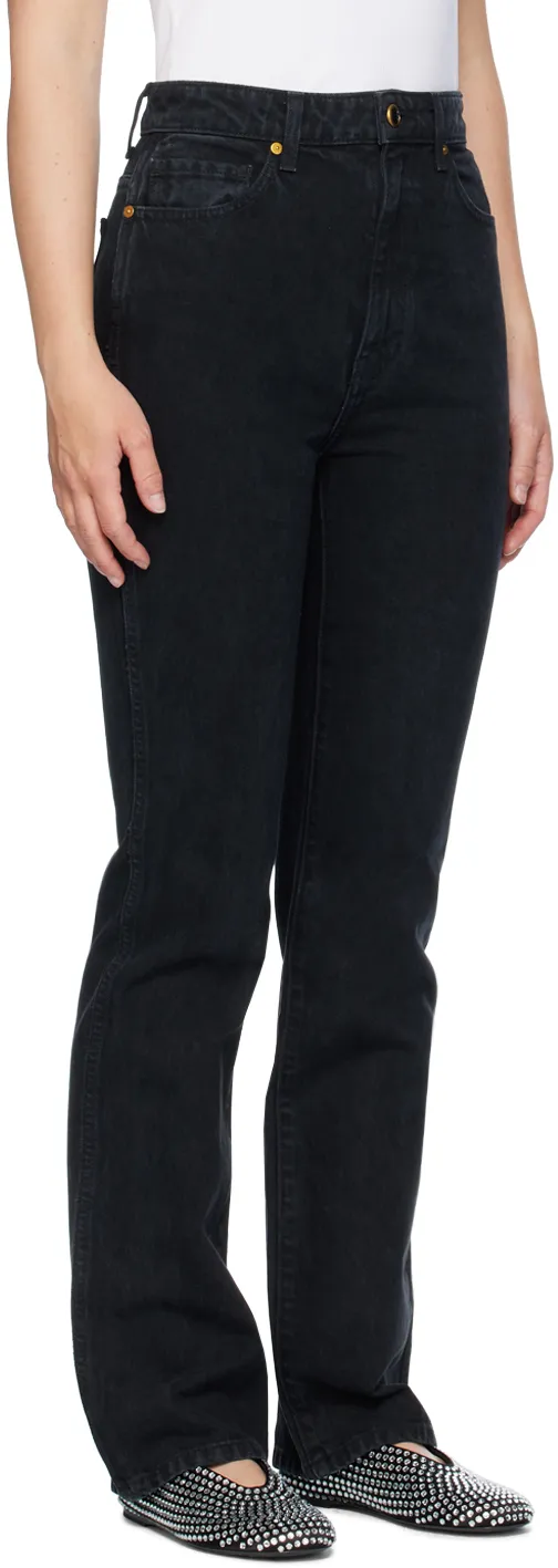 Khaite Danielle High-Waist Straight-Leg Jeans