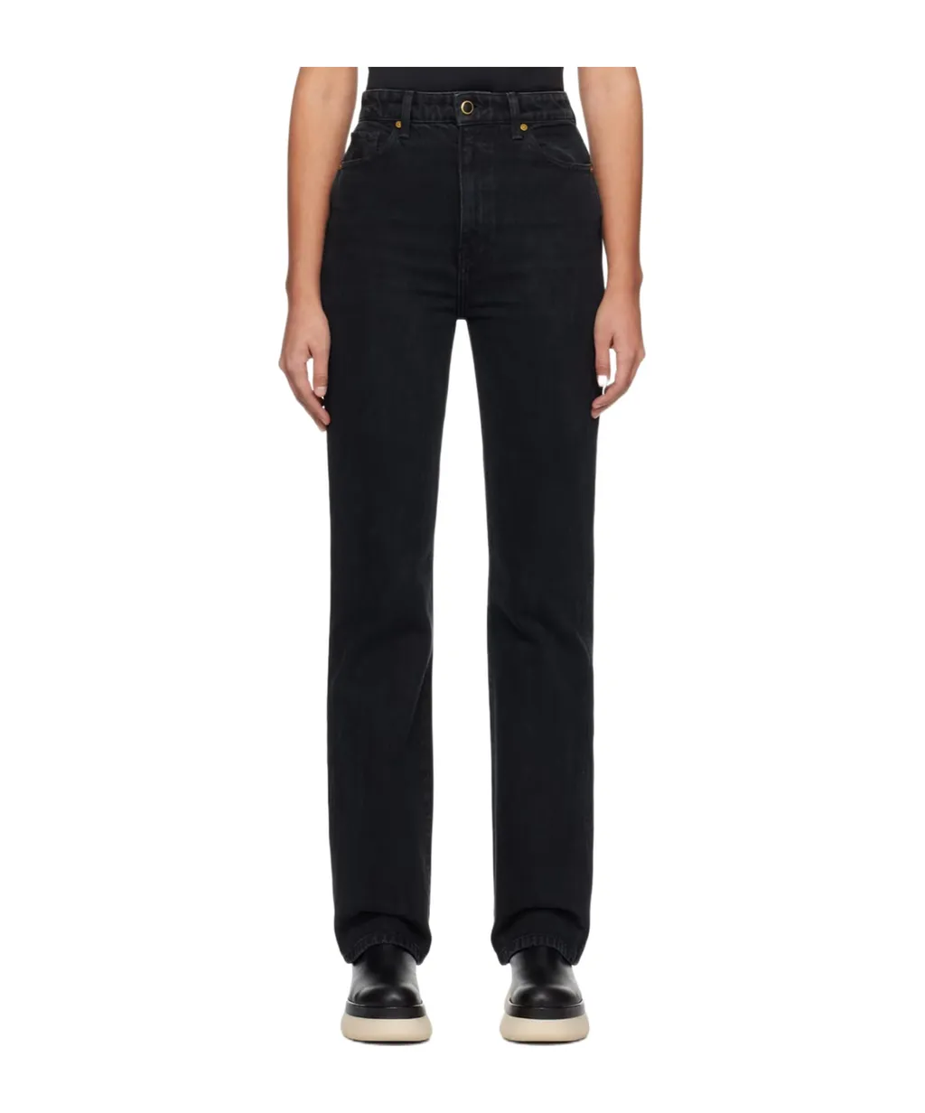 Khaite Danielle High-Waist Straight-Leg Jeans