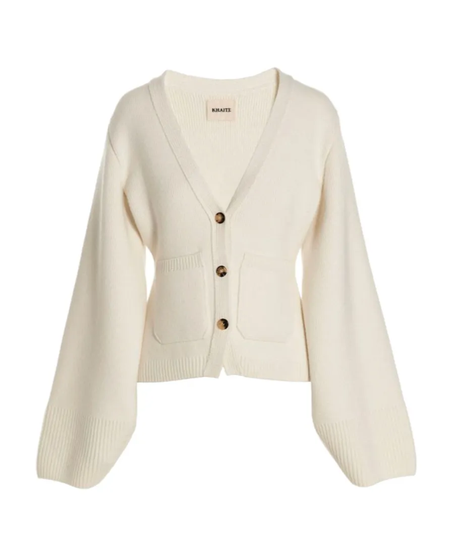 Khaite Buttoned Puff Sleeved Knitted Cardigan