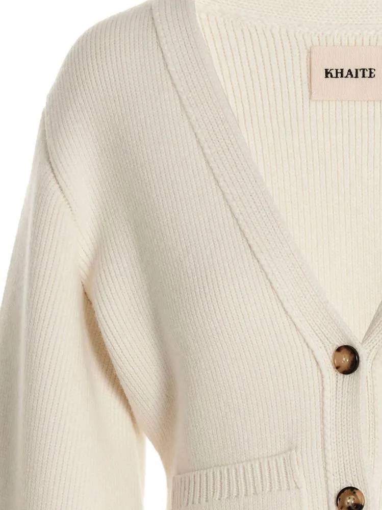Khaite Buttoned Puff Sleeved Knitted Cardigan