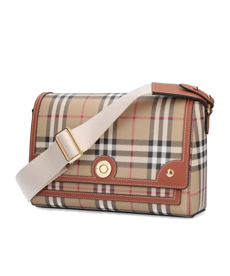 Burberry Checked Foldover-Top Shoulder Bag
