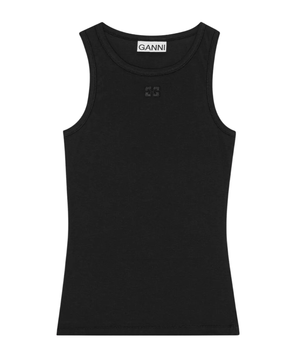 Ganni Ribbed Sleeveless Tank Top