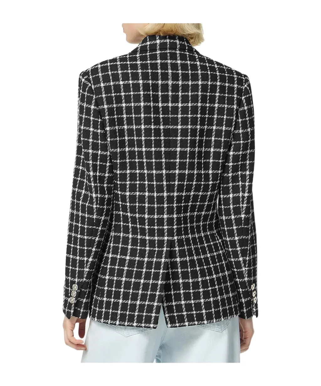 Versace Double-Breasted Checked Tweed Blazer