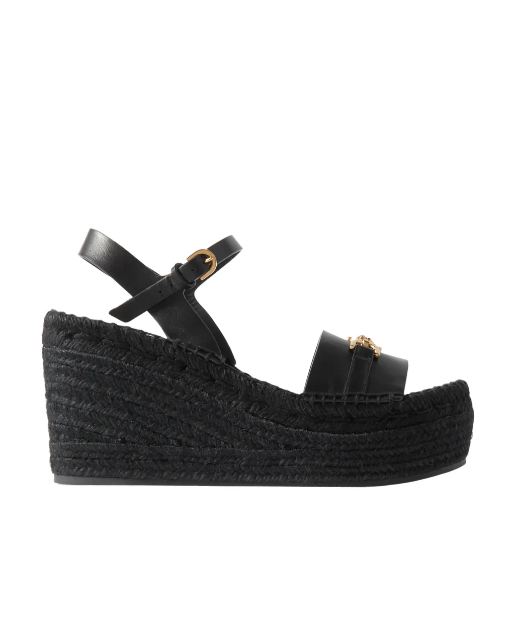 Versace Round-Toe Wedge Sandals