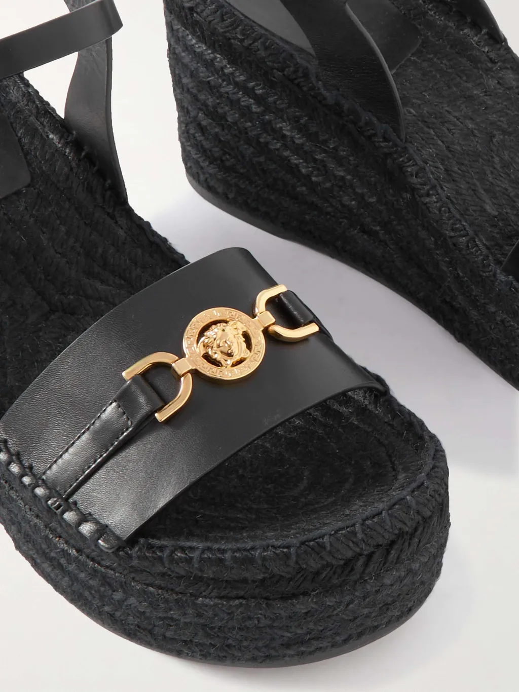 Versace Round-Toe Wedge Sandals