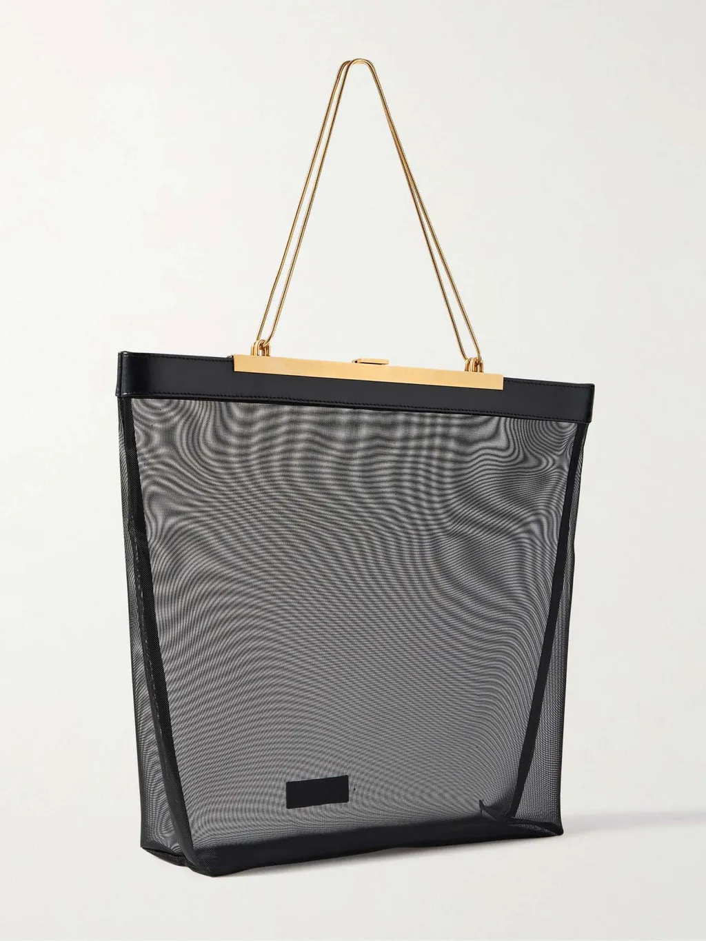 Chain Leather Trim Mesh Shoulder Bag