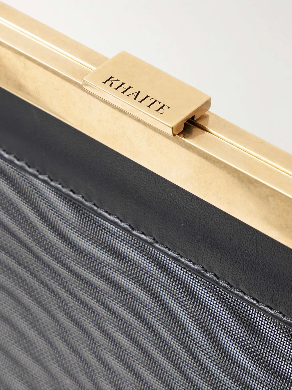 Chain Leather Trim Mesh Shoulder Bag