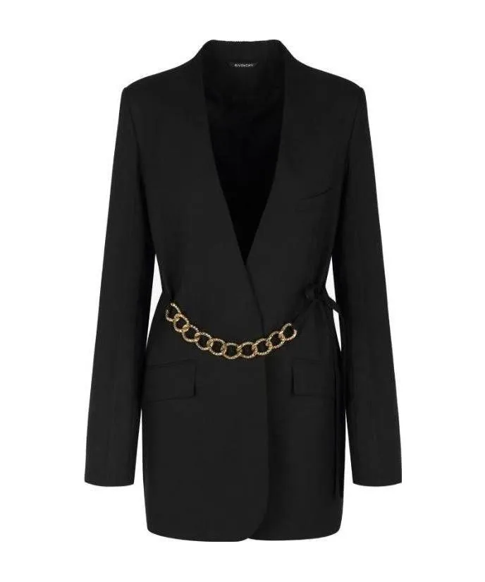 Belted Chain Blazer Jacket
