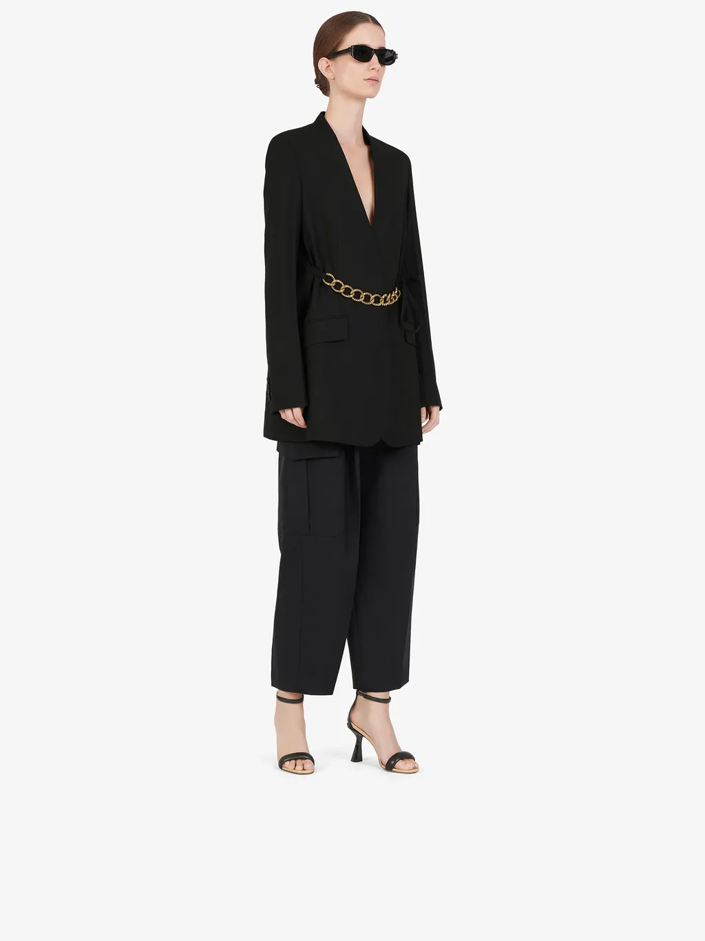 Belted Chain Blazer Jacket