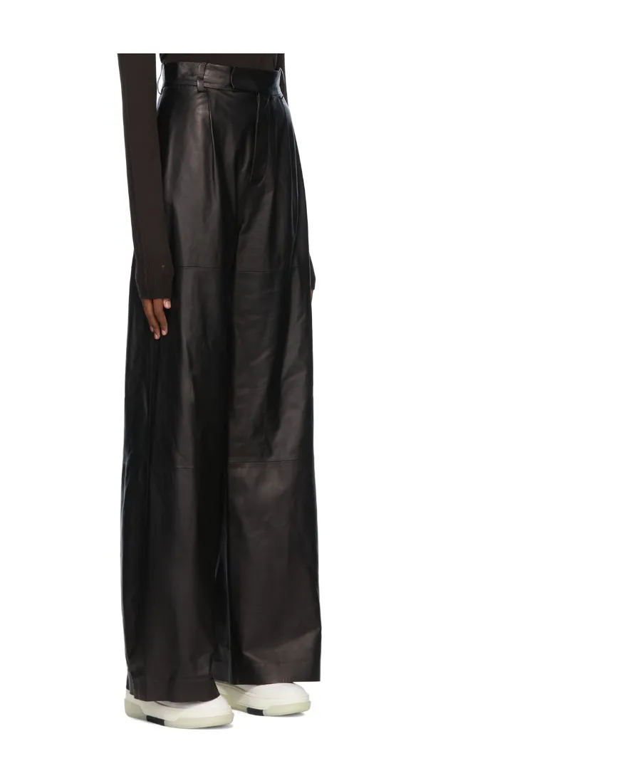 High-Waisted Leather Wide-Leg Trousers