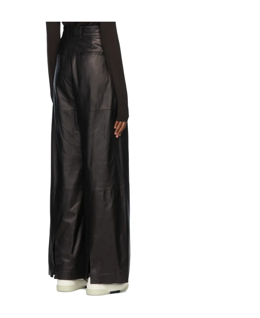 High-Waisted Leather Wide-Leg Trousers
