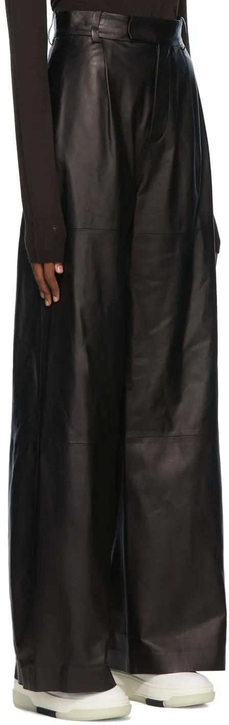 High-Waisted Leather Wide-Leg Trousers