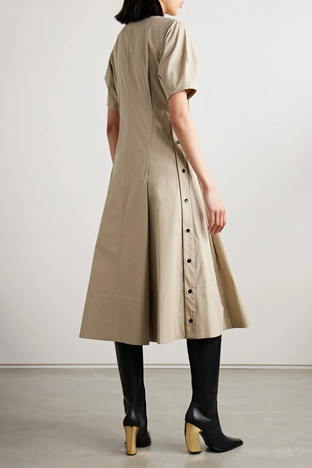 Button Detail Pleated Dress