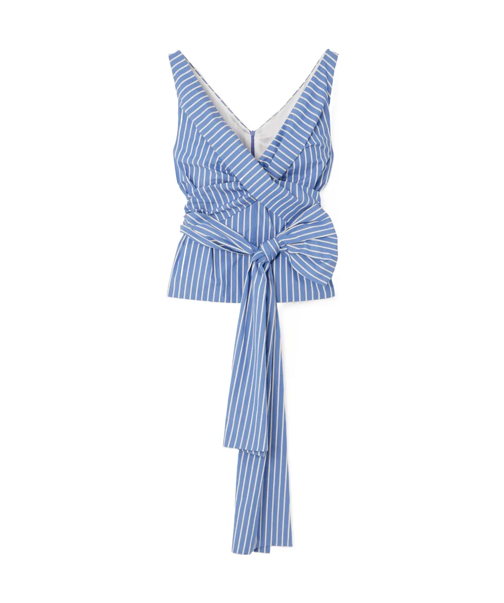 Colada Bowknot Embellished Striped Blouse