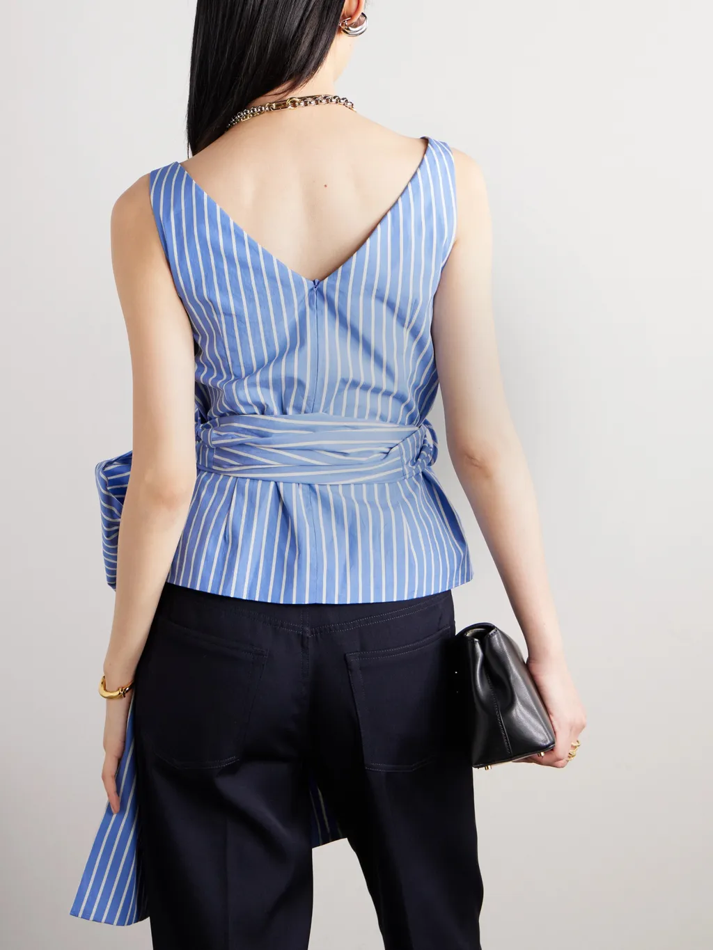 Colada Bowknot Embellished Striped Blouse