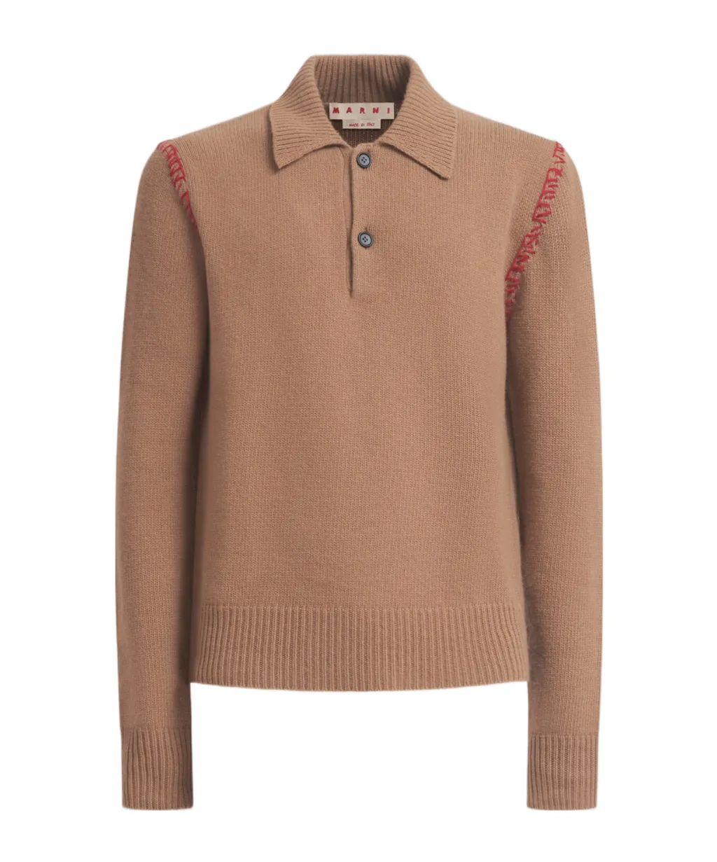 Marni Long Sleeved Knitted Polo Jumper
