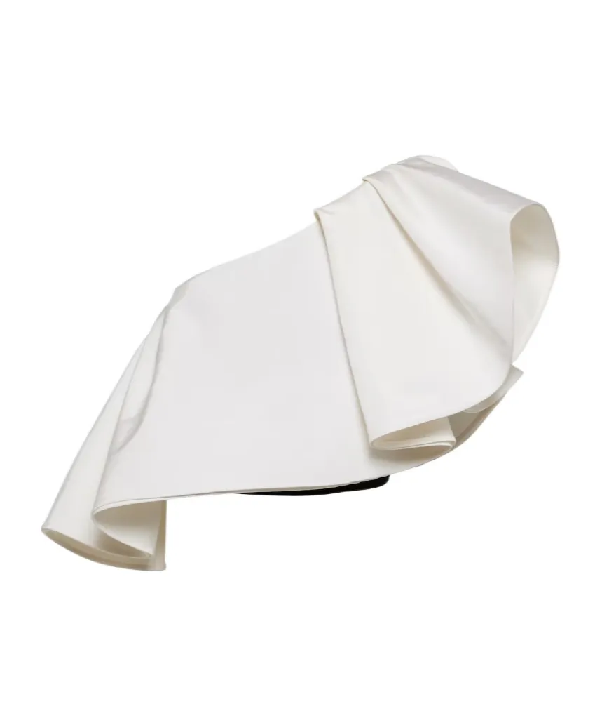 Single-Shoulder Ruffled Silk Top