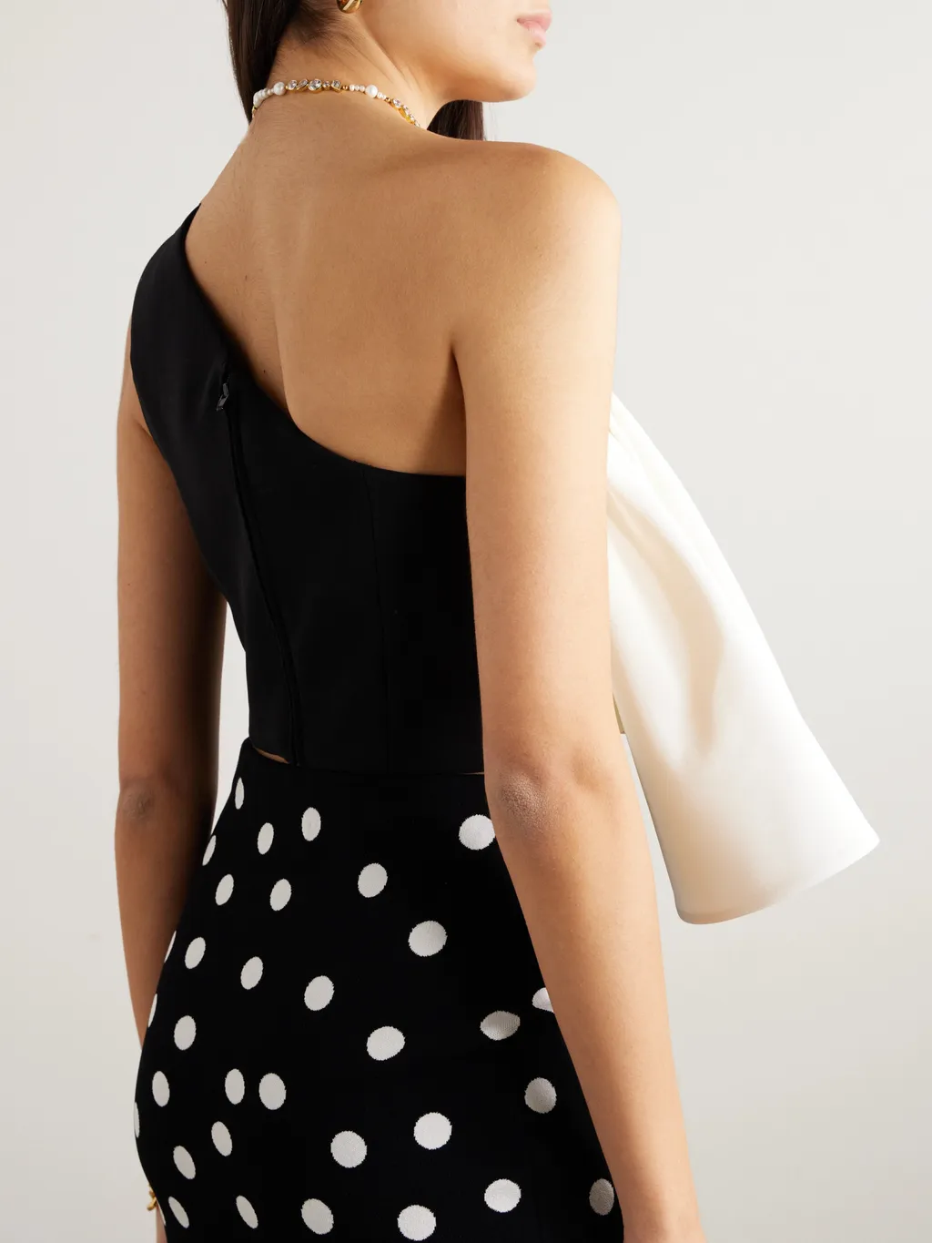 Single-Shoulder Ruffled Silk Top