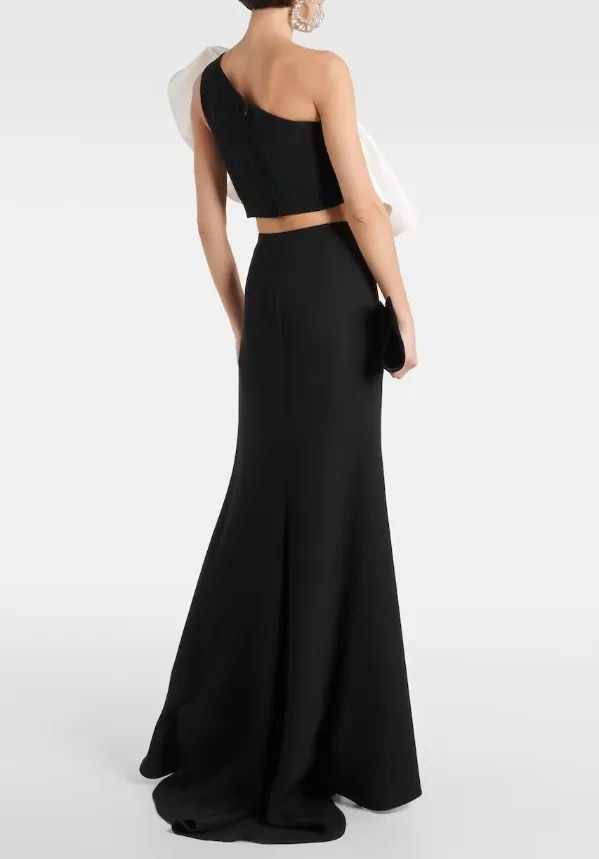 Single-Shoulder Ruffled Silk Top