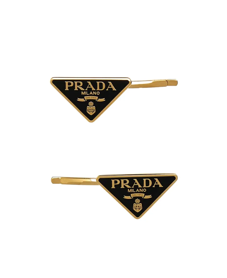 Prada Triangle Logo Hair Clip Set